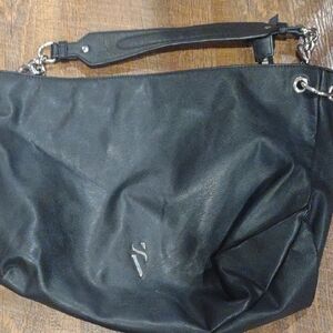 Simply Vera, Vera Wang Chic Black Leather‎ Shoulder Hobo  Bag